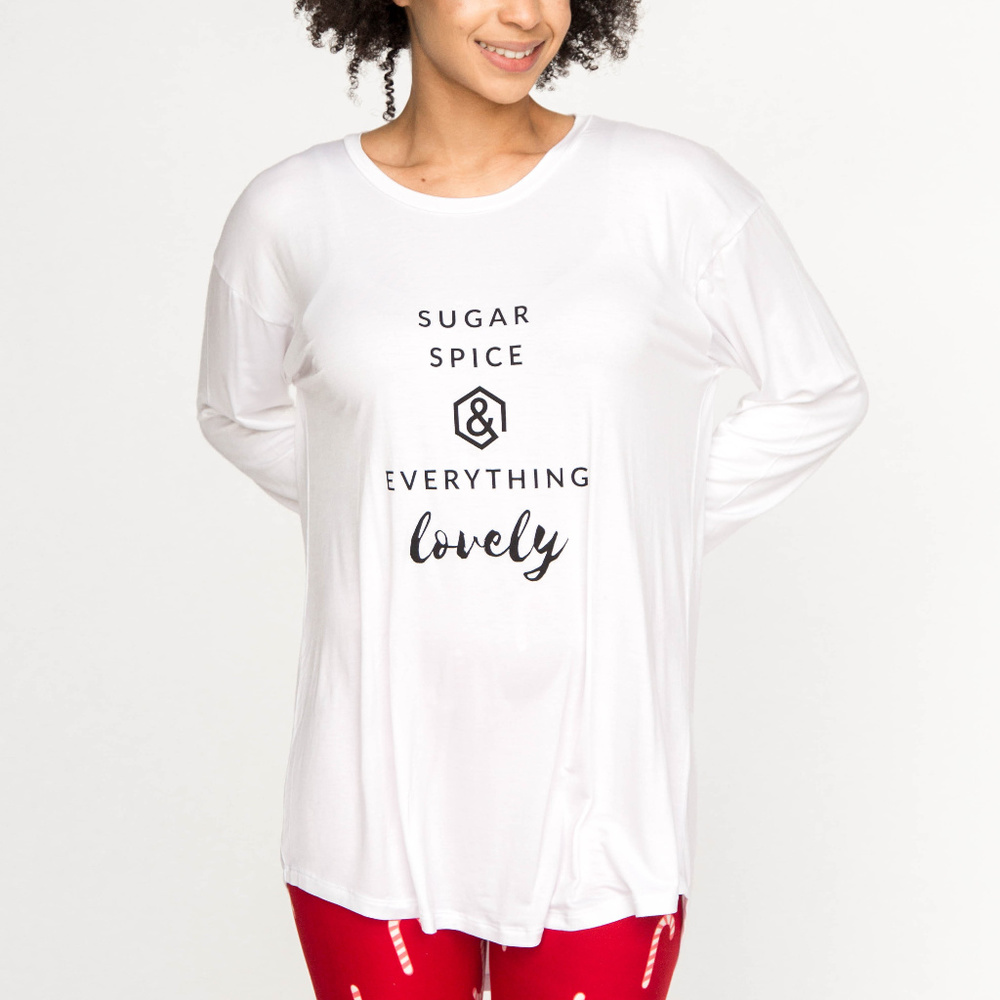 Long Sleeve Easy Tee Sugar Spice White